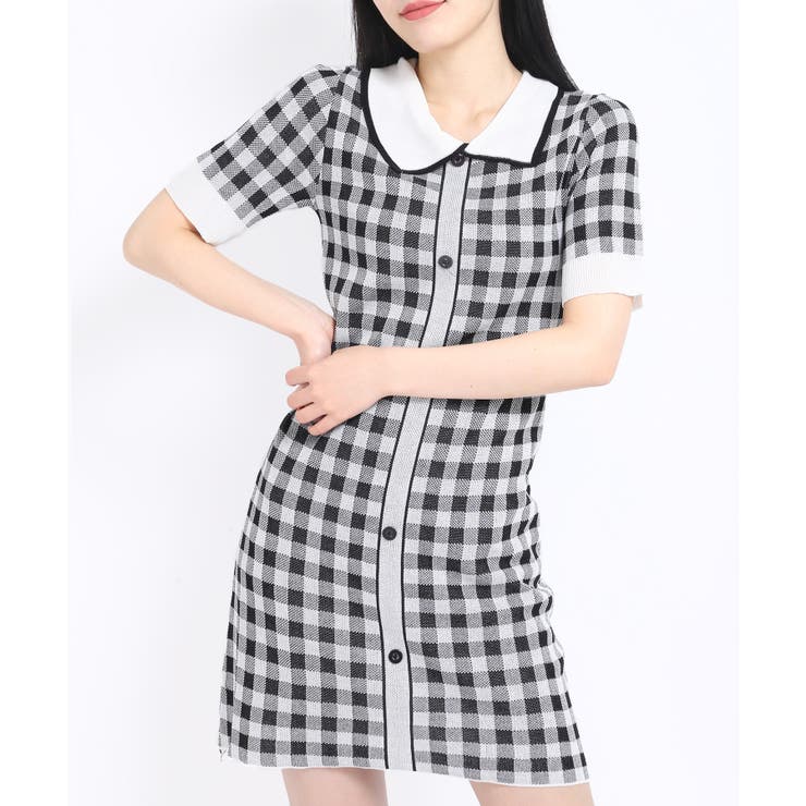 Wc ギンガムニット半袖ワンピース 品番 Wg Wego Women ウィゴー のレディースファッション通販 Shoplist ショップリスト