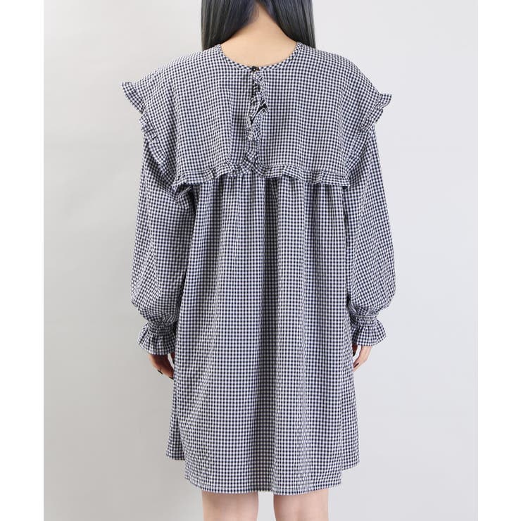 WC】ギンガムセーラーフリルワンピース[品番：WG010078942]｜WEGO