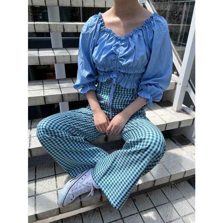 IsaacMizrahiLiveギンガムチェック柄ワイドレッグパンツ