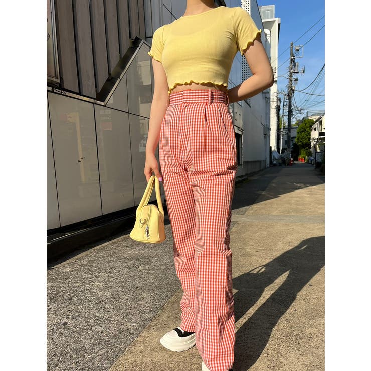 新品未使用PEARLY GATES オレンジ ギンガムチェック パンツ２ 新品未使用PEARLY GATES オレンジ ギンガムチェック パンツ2