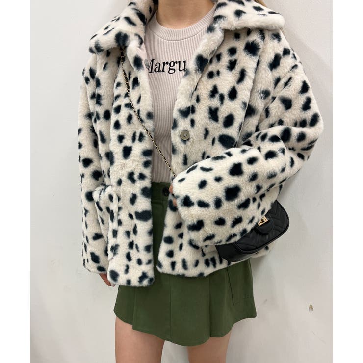 RIN　ブルゾン　S　ファー　ダルメシアン　ttaggg WC】ダルメシアンフェイクファーブルゾン 韓国 韓国ファッション[品番