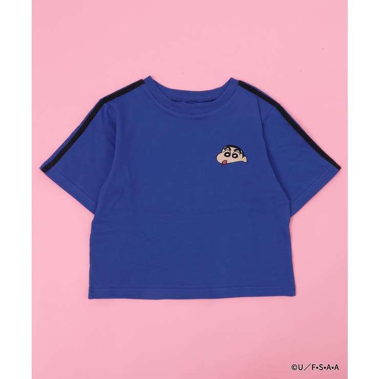 クレヨンしんちゃん Tシャツ ブルー専用 WC】【クレヨンシンチャンコラボ】2ラインショートTシャツ[品番