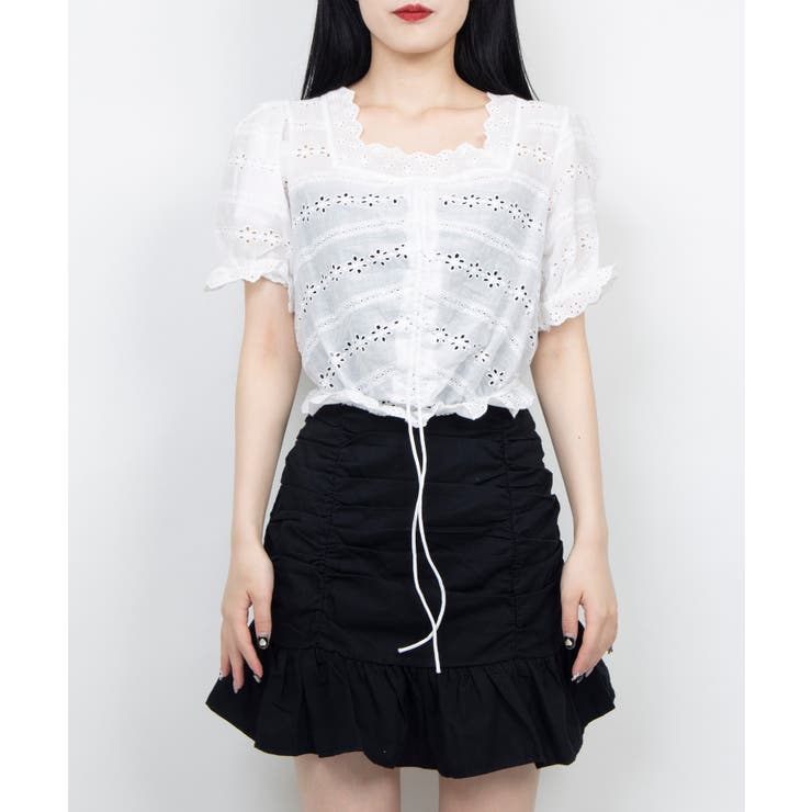 WC】コットンレースドロストブラウス[品番：WG010075224]｜WEGO【WOMEN