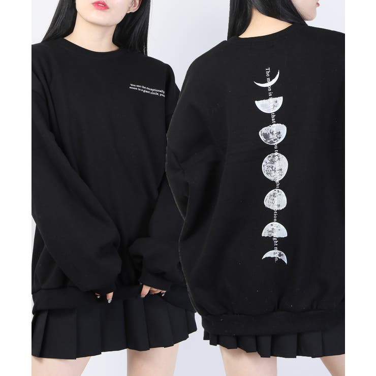 ブラック | 【WC】ムーンプリントビッグスウェット | WEGO【WOMEN】