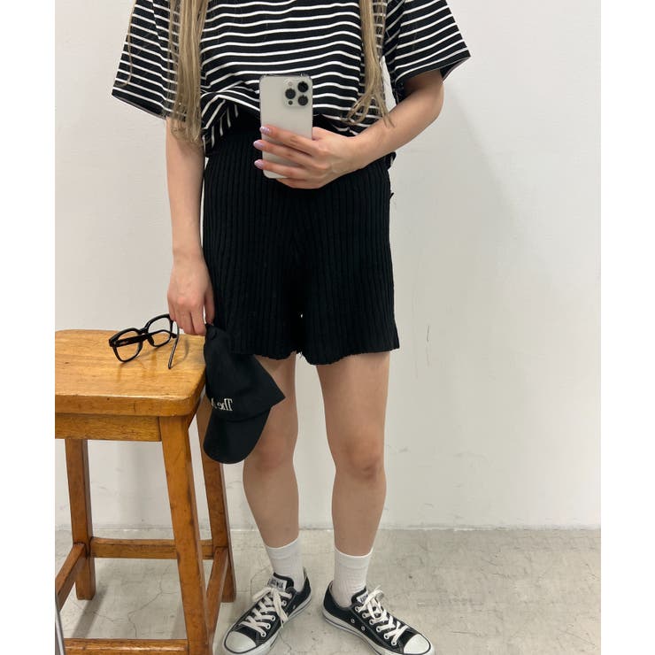 サマーニットショートパンツ 韓国 韓国ファッション[品番