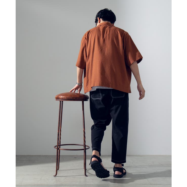 麻レーヨンオープンカラーシャツ(S) WE19AU06-M1715[品番