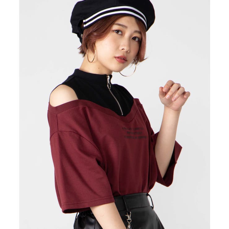 ワイン | ハーフジップオフショルT WE19AU08-L3390 | WEGO【WOMEN】