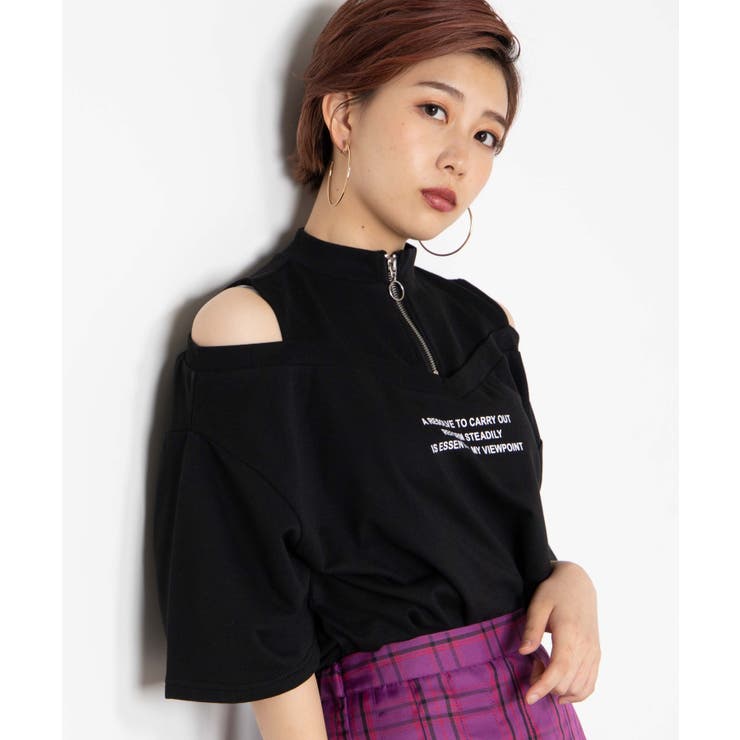 ブラック | ハーフジップオフショルT WE19AU08-L3390 | WEGO【WOMEN】