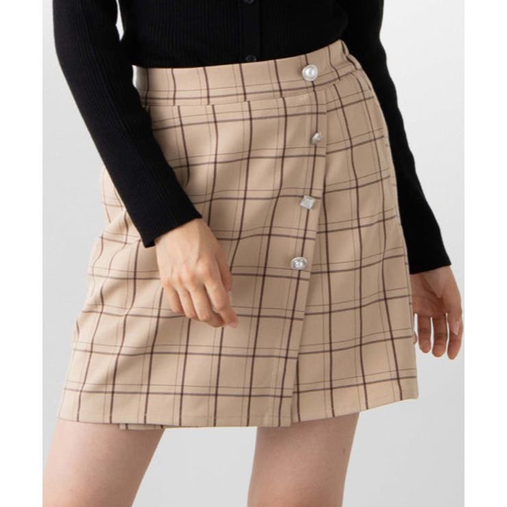 ベージュ系チェック1 | アソートボタンミニスカート WE19AU09-L4719 | WEGO【WOMEN】