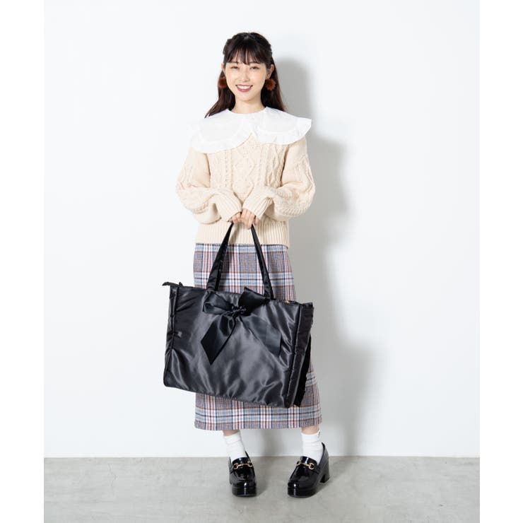 サテンフリルバックリボンデコトートバッグ WE19AW09 G4816[品番