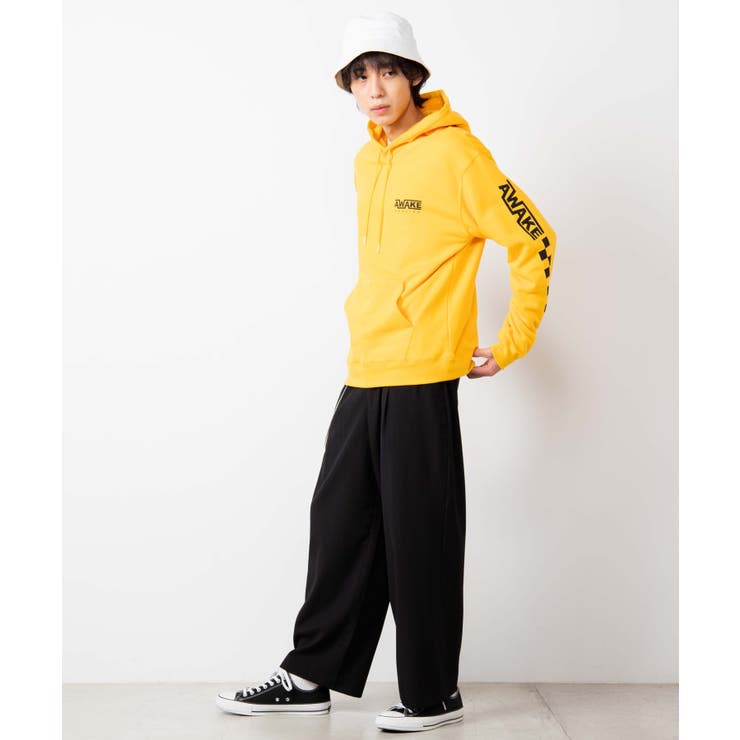 BOYNEXTDOOR wego パーカー ウナク着用 イエロー 黄色 L チェッカーロゴプルパーカー WE19AW10-M7736[品番：WG010071371]｜WEGO