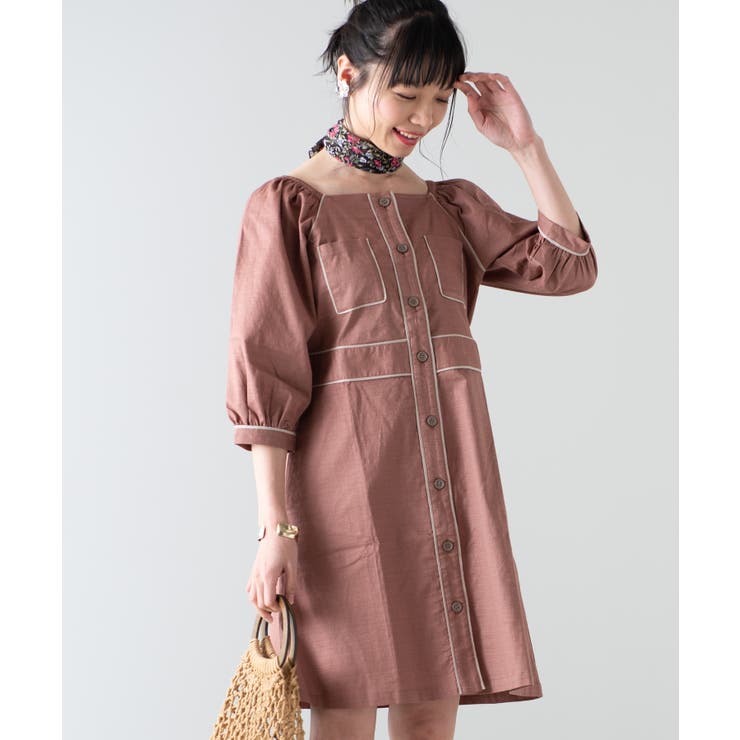 リネンタッチパイピングレトロワンピース We19sm04 L016 品番 Wg Wego Women ウィゴー のレディースファッション通販 Shoplist ショップリスト