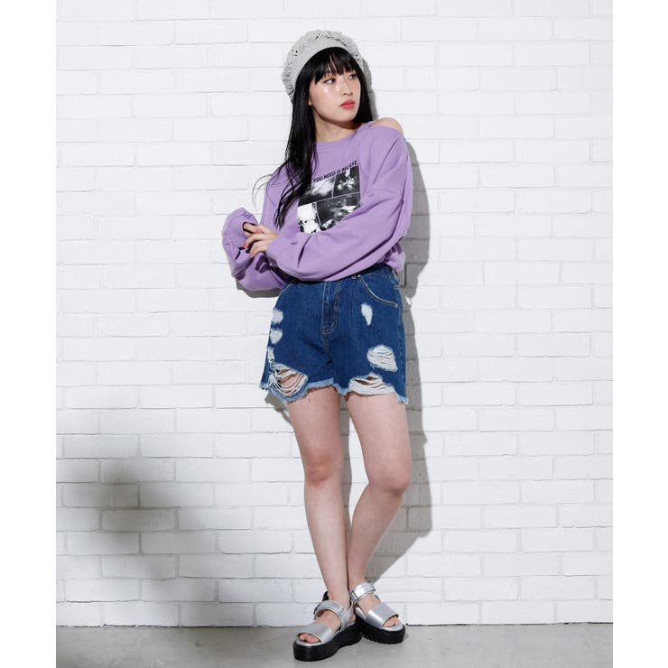 ダメージタックデニムショートパンツ WE19SM04-L028[品番：WG010037862