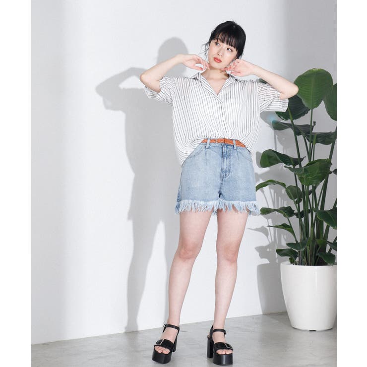 ダメージタックデニムショートパンツ WE19SM04-L028[品番：WG010037862