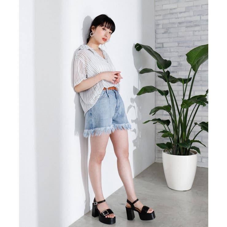 ダメージタックデニムショートパンツ WE19SM04-L028[品番：WG010037862