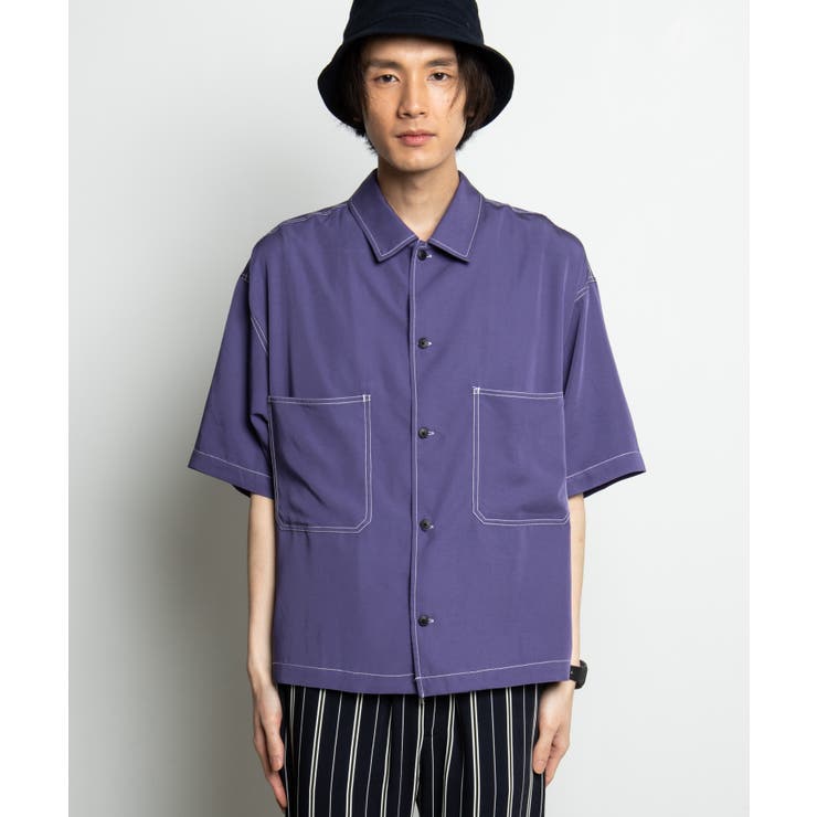 Gotcha 5分袖シャツ カラーステッチビッグ5分袖シャツ WE19SM05-M0709[品番