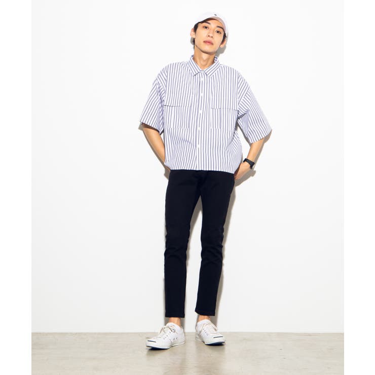 ストライプ半袖ワークシャツ WE19SM06-M1274[品番：WG010039056]｜WEGO