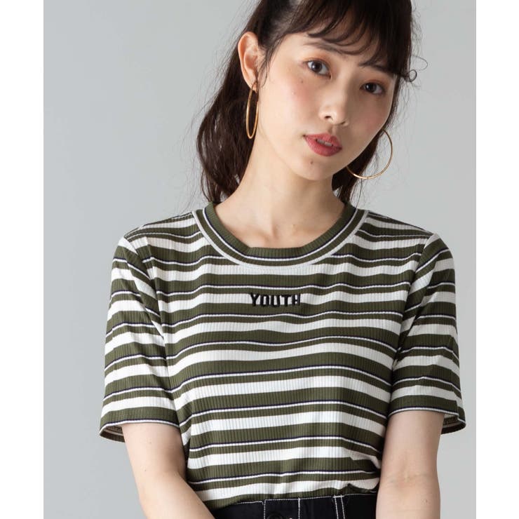 刺繍ロゴリブTシャツ WE19SM07-L2174[品番：WG010039351]｜WEGO【WOMEN 