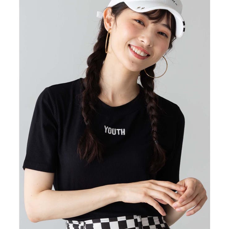 刺繍ロゴリブTシャツ WE19SM07-L2174[品番：WG010039351]｜WEGO【WOMEN 