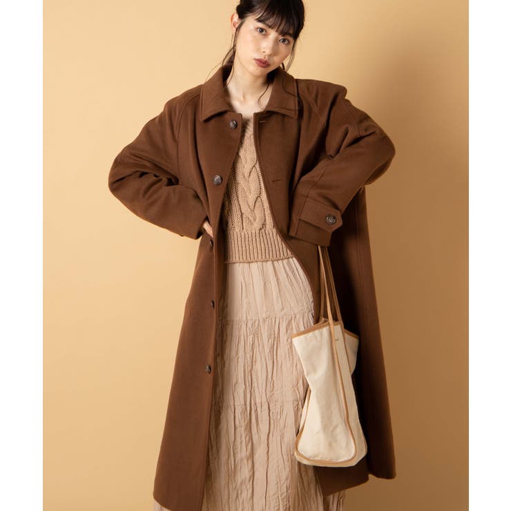 TISSOGRIO 茶系ロングコート ステンカラーロングコート WE19WN10-L3491 