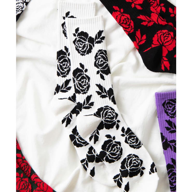 ホワイト | バラパターンソックス WE19WN10-MG5346 | WEGO【MEN】