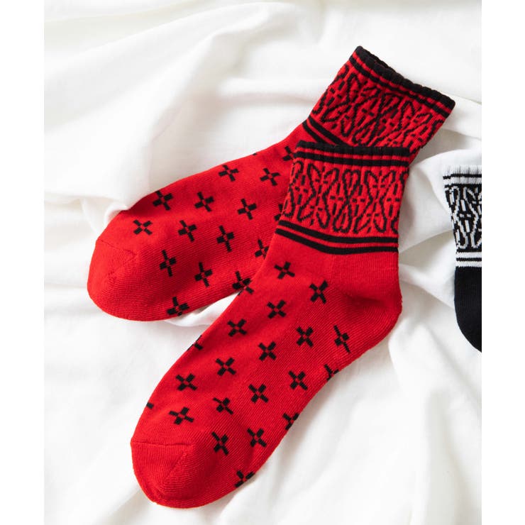 レッド | バンダナ柄レギュラーソックス WE19WN10-MG5351 | WEGO【MEN】