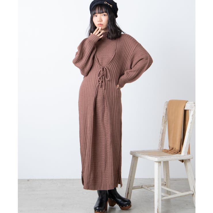 ニットウエストレースアップロングワンピース We19wn11 L6665 品番 Wg Wego Women ウィゴー のレディースファッション通販 Shoplist ショップリスト