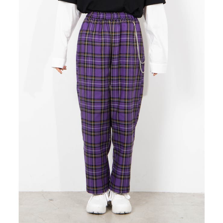 チェーンチェックワイドパンツ WE19WN11-L7132[品番