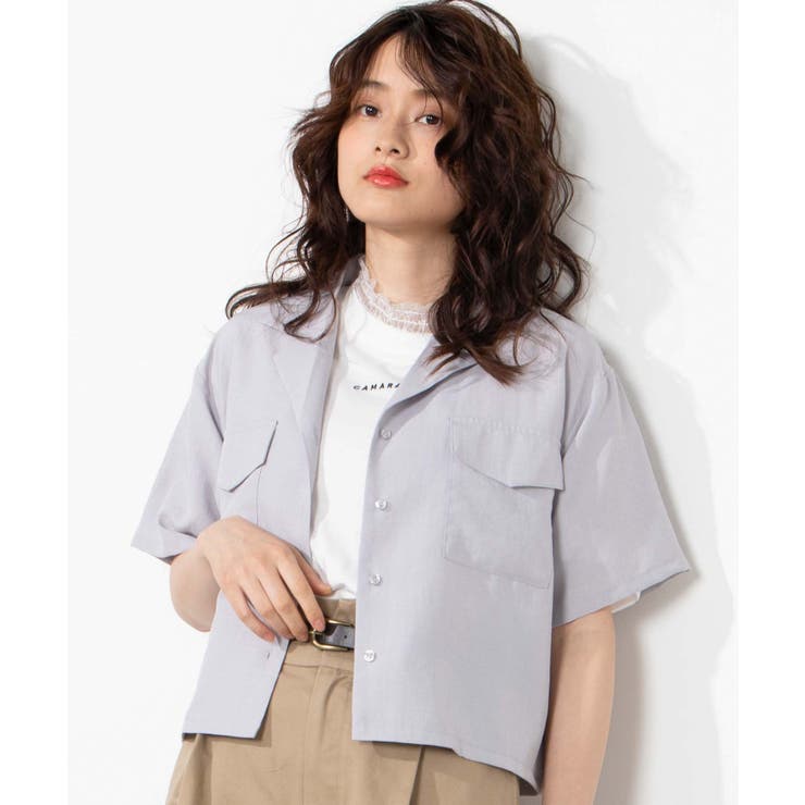 リネンタッチオープンカラーシャツ WE20SM04-L1705[品番：WG010073386  