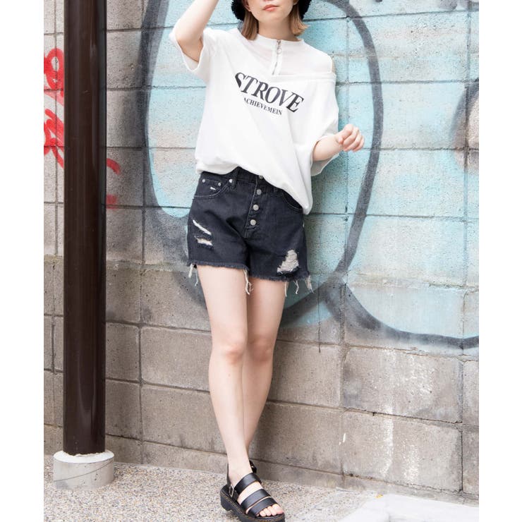 ボタンフライクラッシュデニムショーツ WE20SM04-L1889[品番