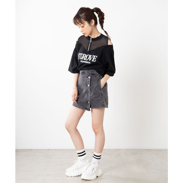 オープンショルダーロゴTシャツ WE20SM04-L2694[品番：WG010073870