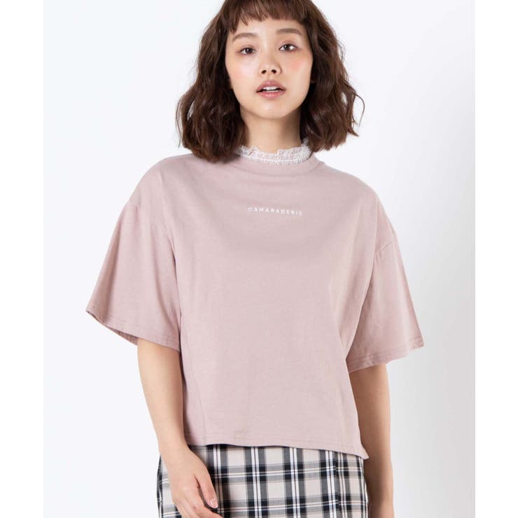 ベージュ | シャーリングネックロゴTシャツ WE20SM04-L2701 | WEGO【WOMEN】
