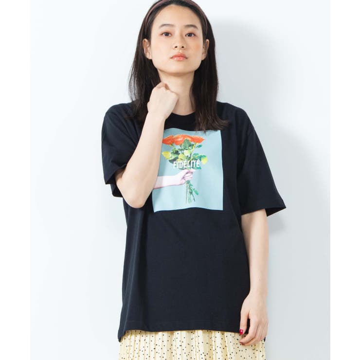 ブラック | バラフォトTシャツ WE20SS02-M1063 | WEGO【WOMEN】