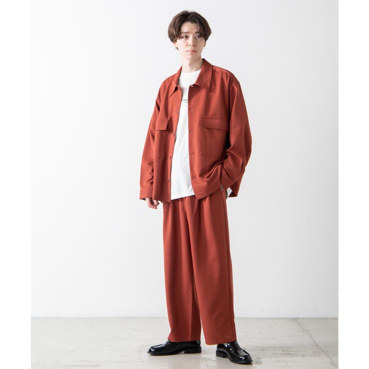 極上 RED MOON ループカラー フラップポケット カウレザー シャツ フラップポケットルーズシャツ[品番：WG010081661]｜WEGO【MEN