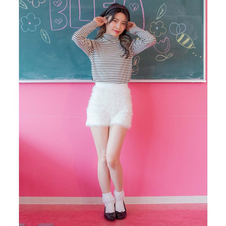 シャギーニットショートパンツ 韓国 韓国ファッション[品番