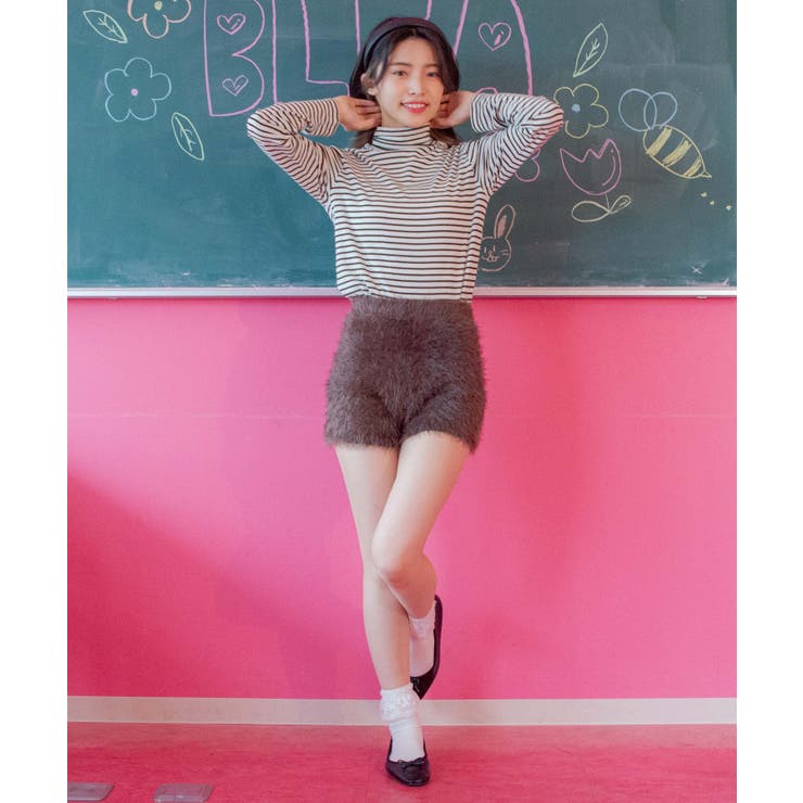 シャギーニットショートパンツ 韓国 韓国ファッション[品番