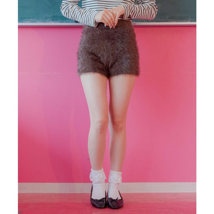 シャギーニットショートパンツ 韓国 韓国ファッション[品番