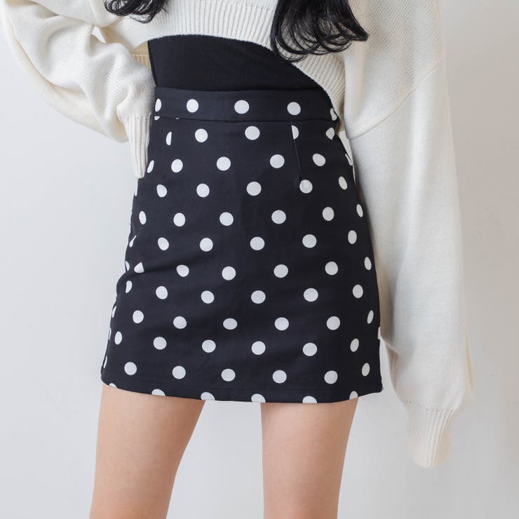 ピンクと黒のドット柄タイトスカート ドットタイトスカート[品番：WG010083314]｜WEGO【WOMEN