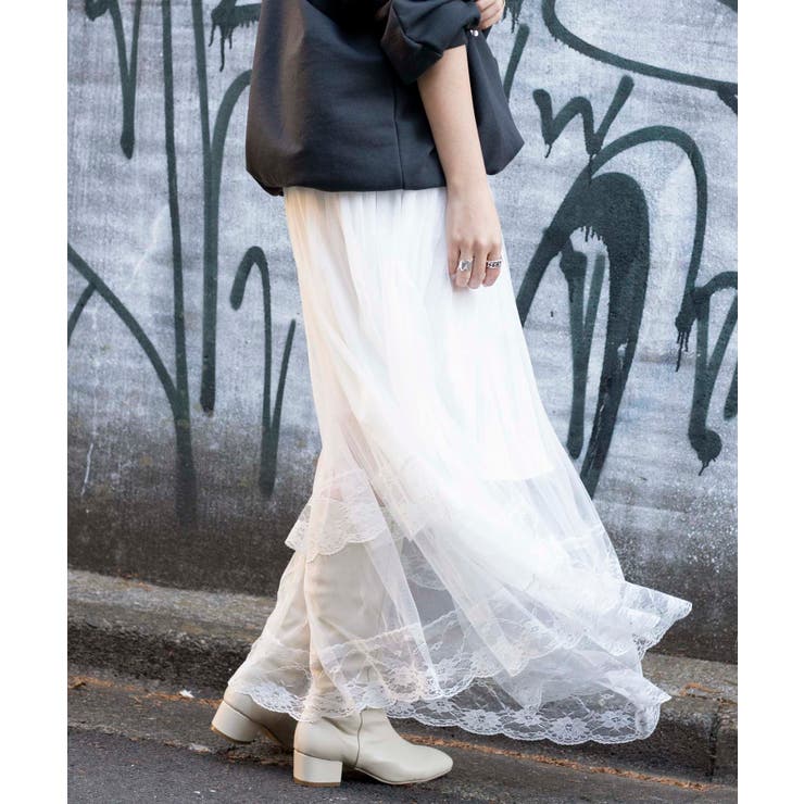 「ムーンライトワルツ」スカート アイボリー レース ロングスカート レースシアーロングスカート[品番：WG010078826]｜WEGO【WOMEN