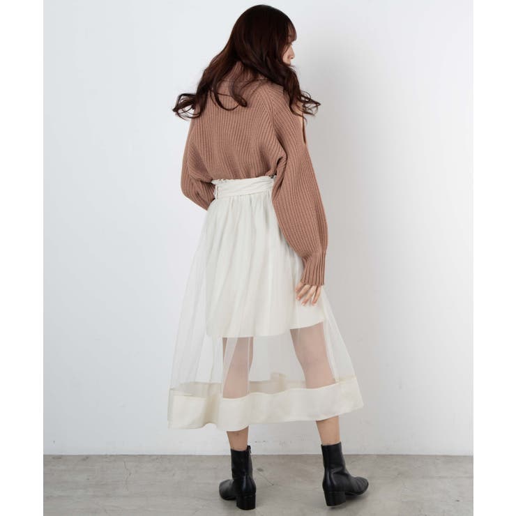 ベルト付きシアーラインスカート [品番：WG010078943]｜WEGO