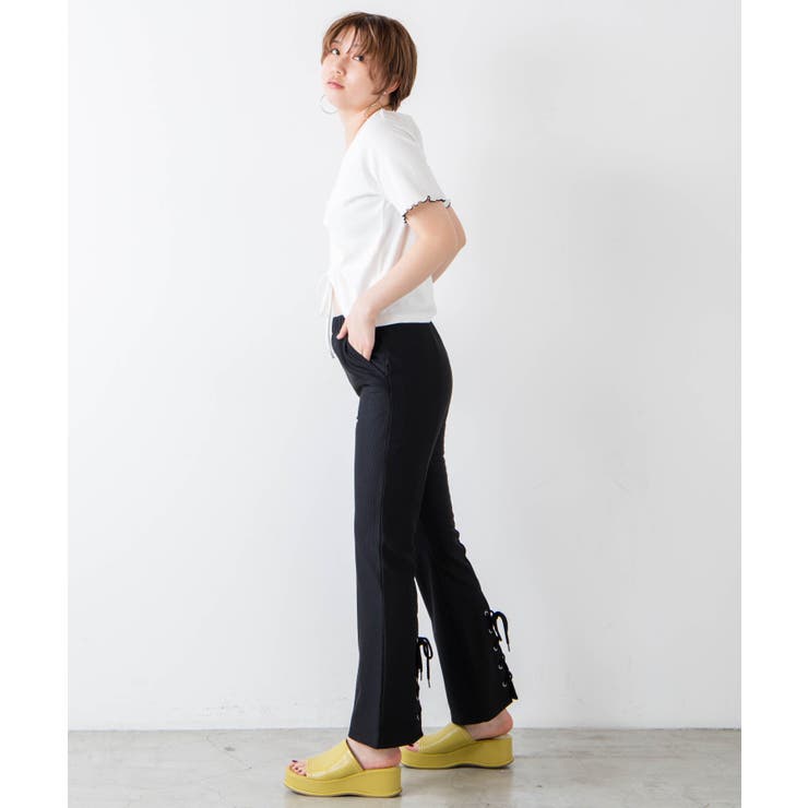 バックレースアップフレアパンツ[品番：WG010079711]｜WEGO