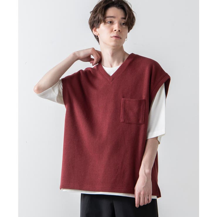 アンサンブルニットライクVネックベスト(5分袖)[品番：WG010079273]｜WEGO【MEN】（ウィゴー）のメンズファッション通販｜SHOPLIST（ショップリスト）