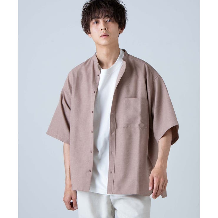 リネンライクバンドカラー5分袖シャツ [品番：WG010079789]｜WEGO【MEN】（ウィゴー）のメンズファッション通販｜SHOPLIST（ショップリスト）