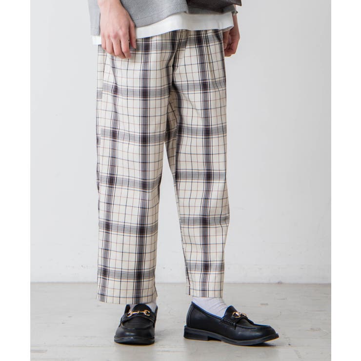レトロチェックセミワイドスラックス[品番：WG010080005]｜WEGO【MEN