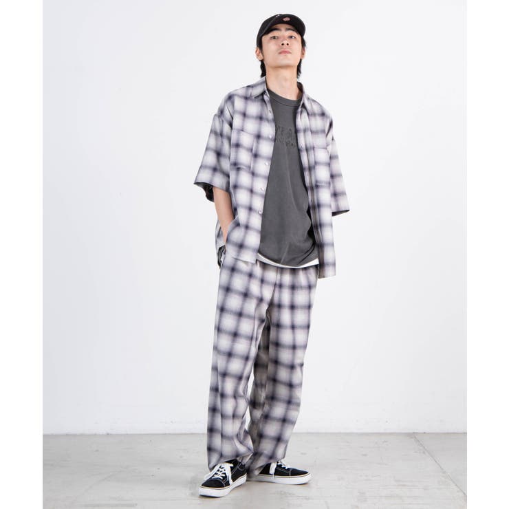 オンブレチェックルーズシャツ(5分袖)[品番：WG010080376]｜WEGO【MEN