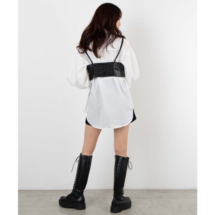 フェイクレザービスチェセットシャツ WE21SP02-L0018[品番