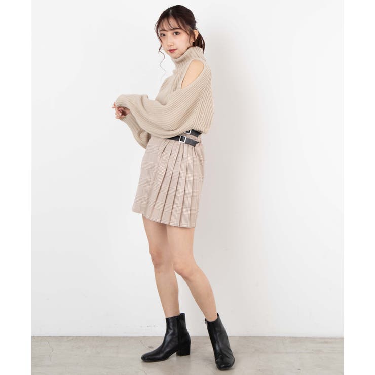 ベルト付きサイドプリーツスカート[品番：WG010078883]｜WEGO