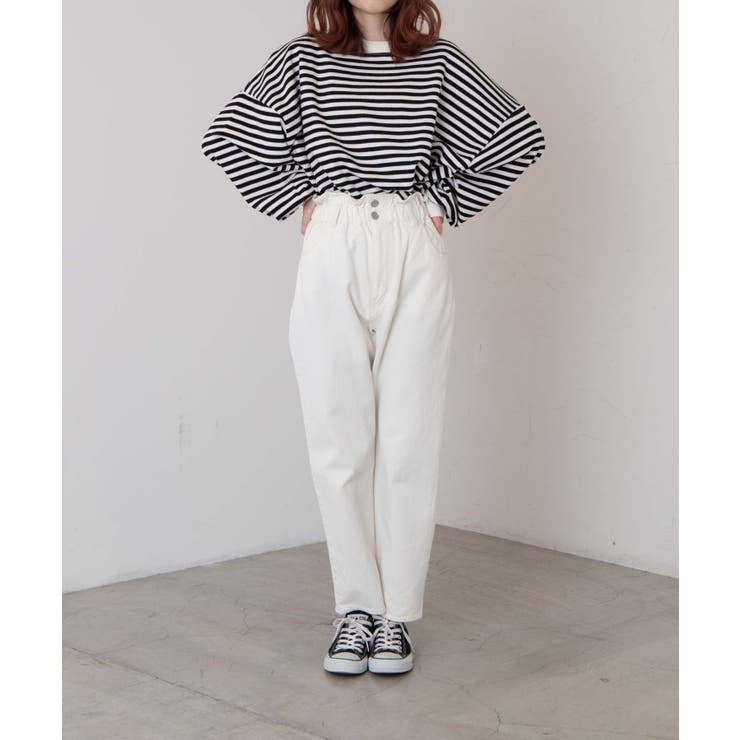 だぼそでボーダースウェット 韓国  韓国ファッション[品番：WG010077433]｜WEGO【WOMEN】（ウィゴー）のレディースファッション通販｜SHOPLIST（ショップリスト）