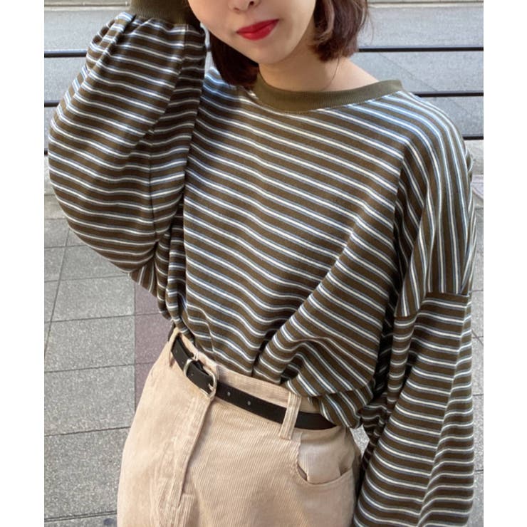 だぼそでボーダースウェット 韓国  韓国ファッション[品番：WG010077433]｜WEGO【WOMEN】（ウィゴー）のレディースファッション通販｜SHOPLIST（ショップリスト）