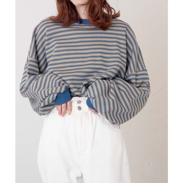 だぼそでボーダースウェット 韓国  韓国ファッション[品番：WG010077433]｜WEGO【WOMEN】（ウィゴー）のレディースファッション通販｜SHOPLIST（ショップリスト）